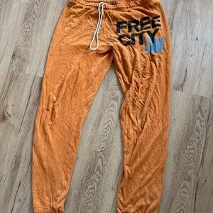 FREE CITY Ron Herman Orange Sweats with Blue Bird Size L